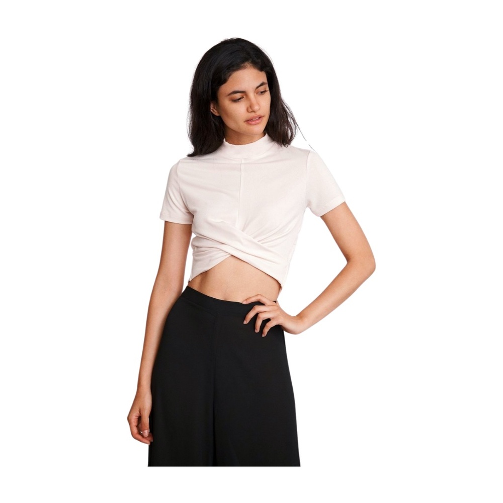 Lemon Avenue, Light Peach Cross Front Crop Top, New